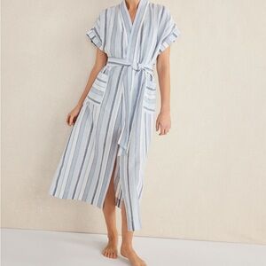 Organic Cotton Linen Coastal Stripe Robe